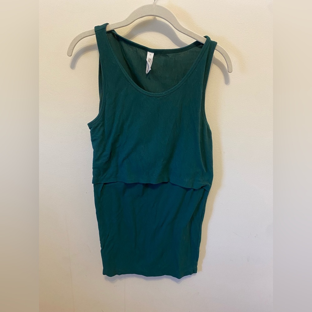 Latched Mama ribbed nursing tank emerald green size medium
